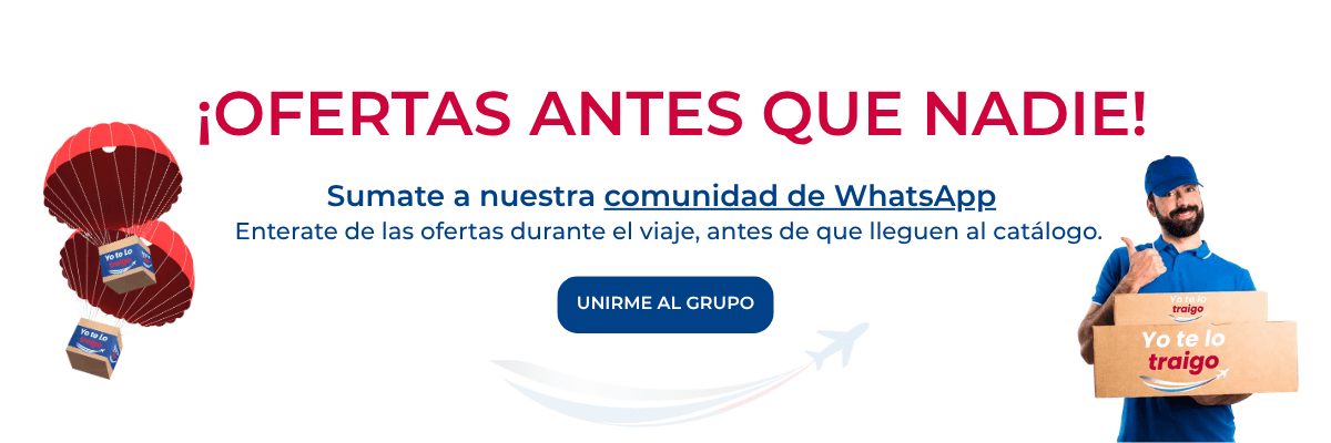 Sumate a nuestra comunidad de WhatsApp — enterate de las ofertas durante el viaje, antes de que lleguen al catálogo